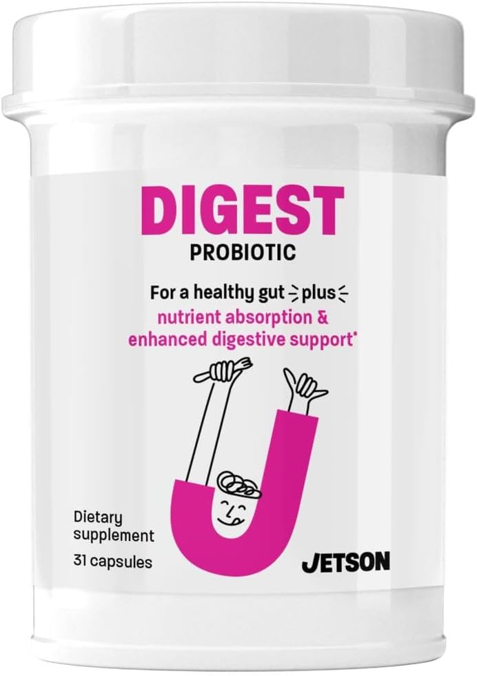 Jetson Digest - Digestion & Immune Support Probiotic Formulation – Promotes Regular Bowel Movement, Improve Digestion & Bloating, Supports Immunity - Gluten Free, Vegetarian, Non-GMO (31 Count)