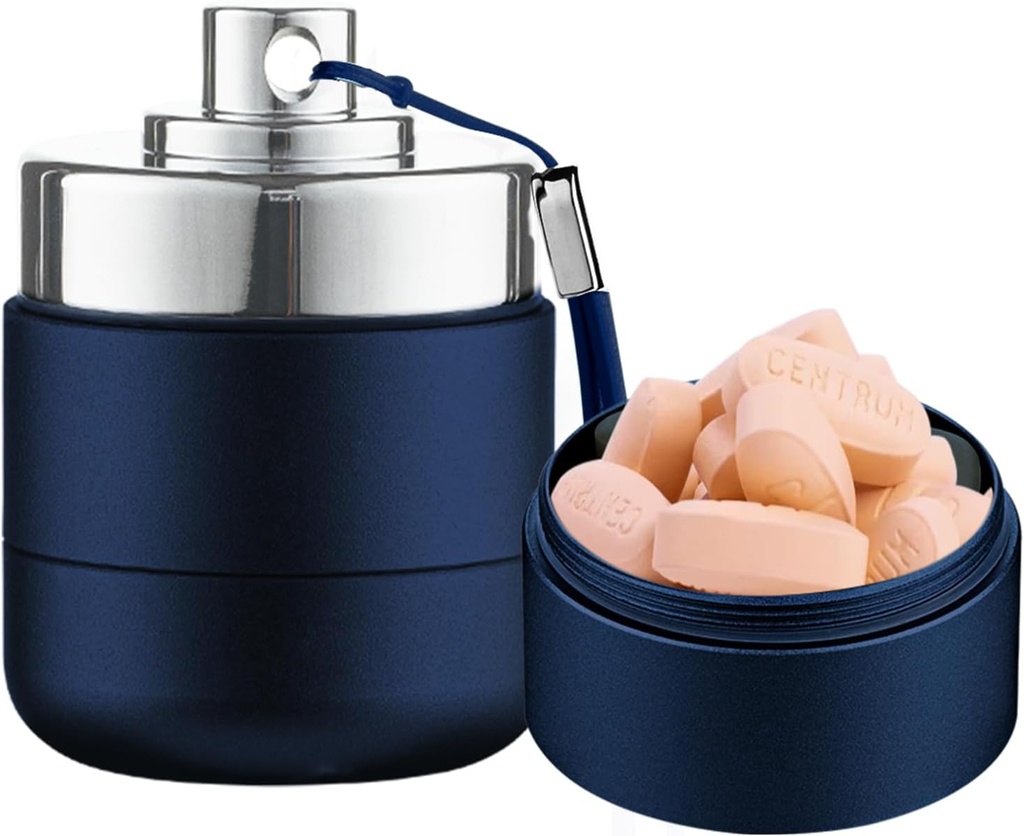 金属の旅行丸薬のオルガナイザー、携帯用防水毎日の丸薬箱AM PMの大きいアルミニウム丸薬の箱の容器2は日のビタミンのオルガナイザー、ビタミン、魚油、補足のための毎日の薬のオルガナイザーを回します