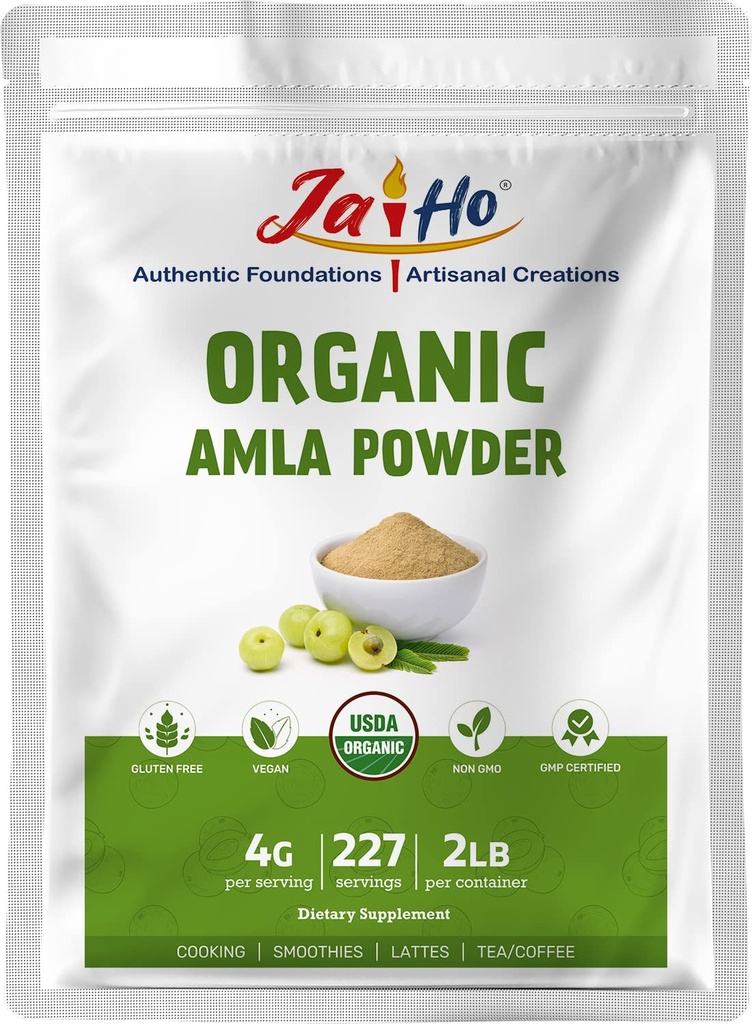 Jai Ho Organic Amla Berry Powder (Amalaki), 2 LB - 抗酸化ビタミンCの豊富な | サポート免疫グルテンフリー, 完全菜食主義者の, 非GMO - Resealable Zipロックポーチ