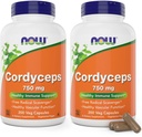 NOW食品コルディセプ750mg 200ベジキャップ - 無有機カプセルの有機コルディセプSinensisマイセリウムキノコ - ビーガン、非GMO