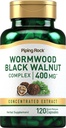ピッピングロックワームウッドブラックウォールナットカプセル400mg | 120カウント | ハーブエキスコンプレックス | ノンGMO、グルテンフリーサプリメント