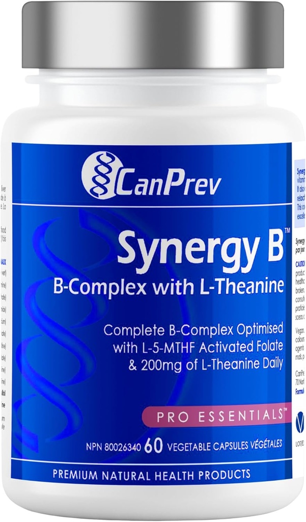 L-テアニン60カプセル30日の供給とCanPrev Synergy Bコンプレックス - 精神的なリラックスを促進する、エネルギー、認知の明快さとサポートボディ&マインド - ビーガン、非GMOとグルテンフリー