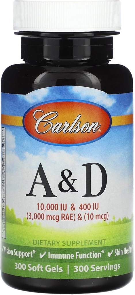Carlson Labs ビタミン A と D、10000/400 IU、300 ソフトゲル