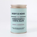 Body & Mind - Pure Organic Lion's Mane & Cordyceps Mushrooms 12:1 Dual Extract - Focus, Cognition, Energy, Endurance - 100% Fruiting Bodies - Add to Water/Tea/Coffee/Smoothies - 125 Grams