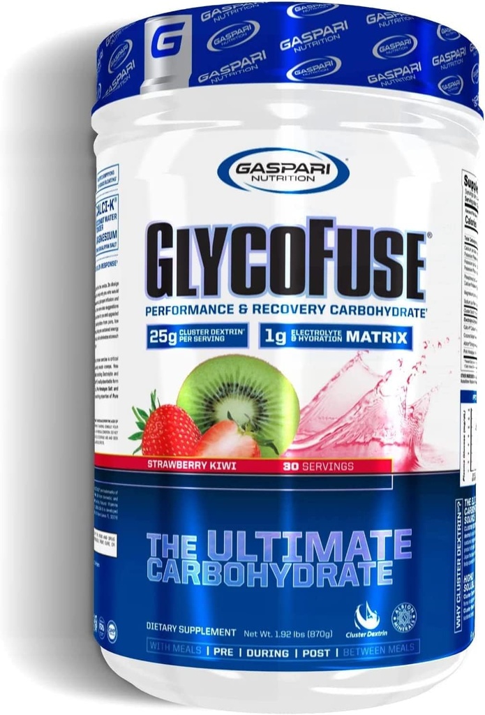 Gaspari Nutrition Glycofuse: Performance and Recovery Carbohydrate, 25g Cluster Dextrin and 1g Electrolyte and Hydration Matrix (Strawberry Kiwi, 30 Servings)