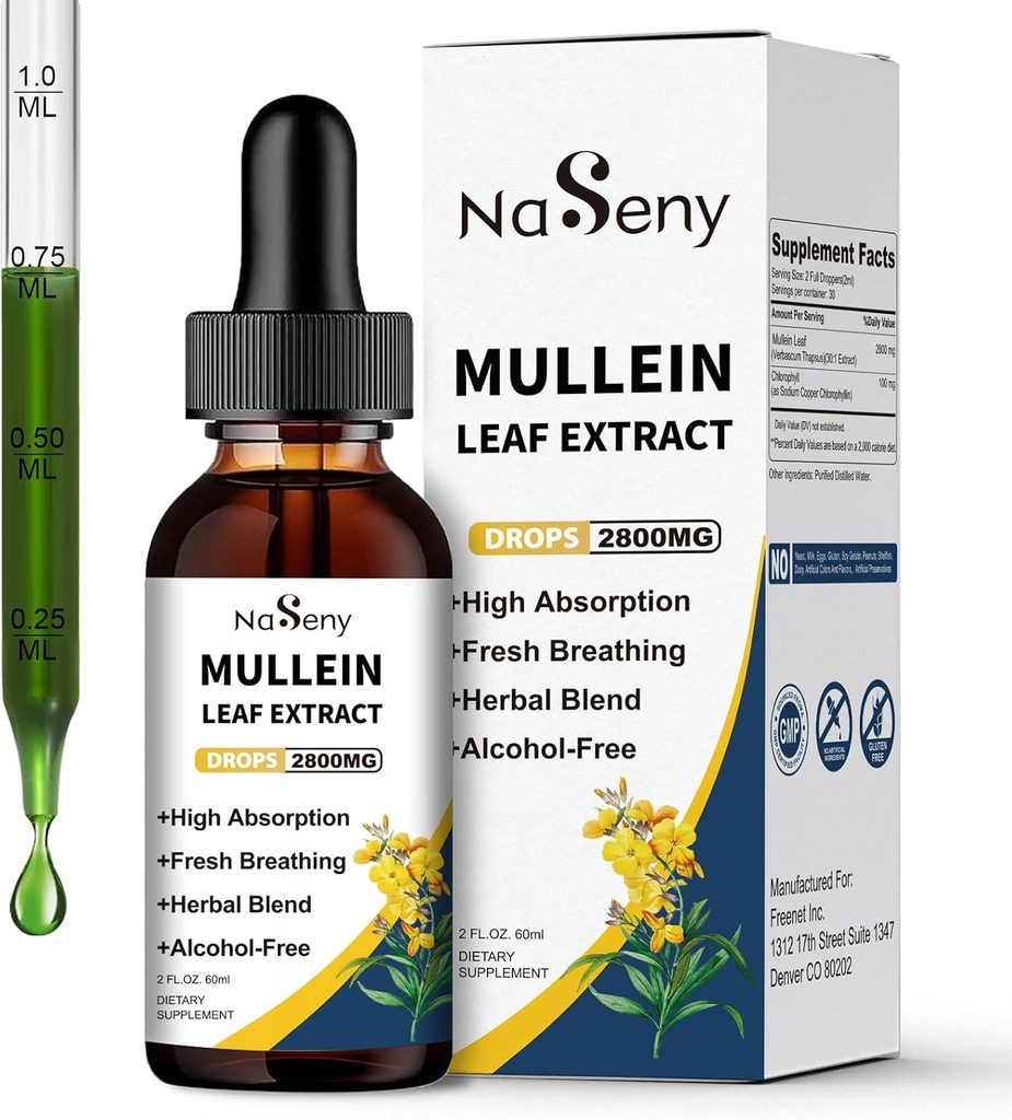 肺のクレンジングのためのMulleinの低下、喫煙者のためのChlorophyllのMulleinの葉のエキスの液体、草の液体は呼吸器、免疫(60ml)のための補足を落とします