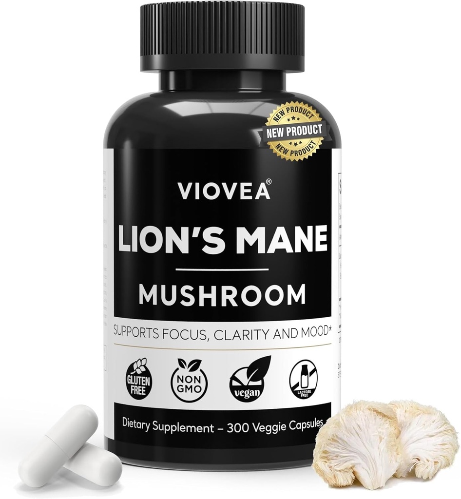 Lion's Mane Supplement Capsules - 300 Capsules (5-Month Supply), Supports Focus, Clarity, Memory, and Overall Cognition. Organic Nootropic Supplement for Cognitive Function and Immune Support