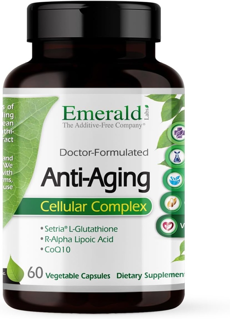 エメラルドラボアンチエイジングセルラーコンプレックス - Setria L-Glutathione、CoQ10、Rアルファリポ酸、レスベラトロール&その他 - 60野菜カプセル(30日供給)
