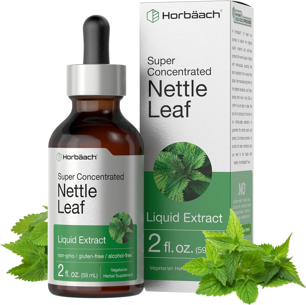 Horbäach Nettle Leaf Extract Drops | 2 fl oz | Alcohol Free | Vegetarian Liquid Supplement | Non-GMO, Gluten Free Tincture