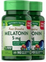 Nature's Truth Melatonin 5mg | 180 速い分解のタブレット(2 x 90 の対のパック) | 自然な果実味 | ベジタリアン、非GMO、グルテンフリーの補足