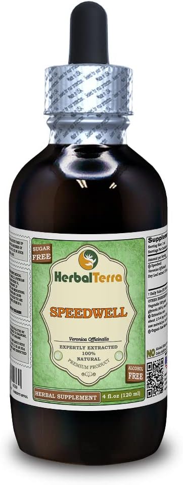 Speedwell(Veronica Officinalis)グリセライト、有機乾燥葉アルコールフリー液体エキス(ブランド名:HerbalTerra、米国製)4 fl.oz(120 ml)