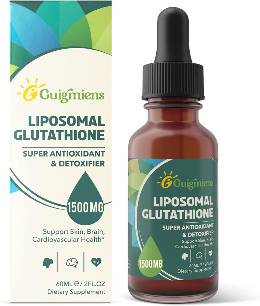 Liposomal Glutathione 1500 MG, 優れた吸収, 液体グルタチオンサプリメント, 強力な抗酸化剤, 肝臓デトックス, 免疫エンハンサー, 大豆フリー, 非GMO, ビーガン&グルテンフリー, 2.02 floz.