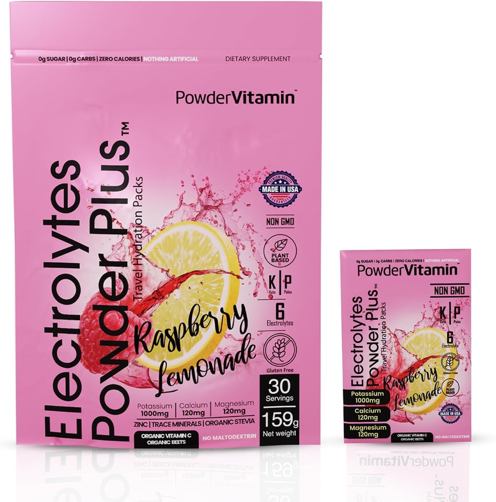 PowderVitamin の電解物の粉のプラス、Keto、ラズベリーのモレナード、砂糖は、1000mg のカリウム、120mg カルシウム、120mg マグネシウム、非GMO、ゼロカロリー、30 Hydration のカペット放します