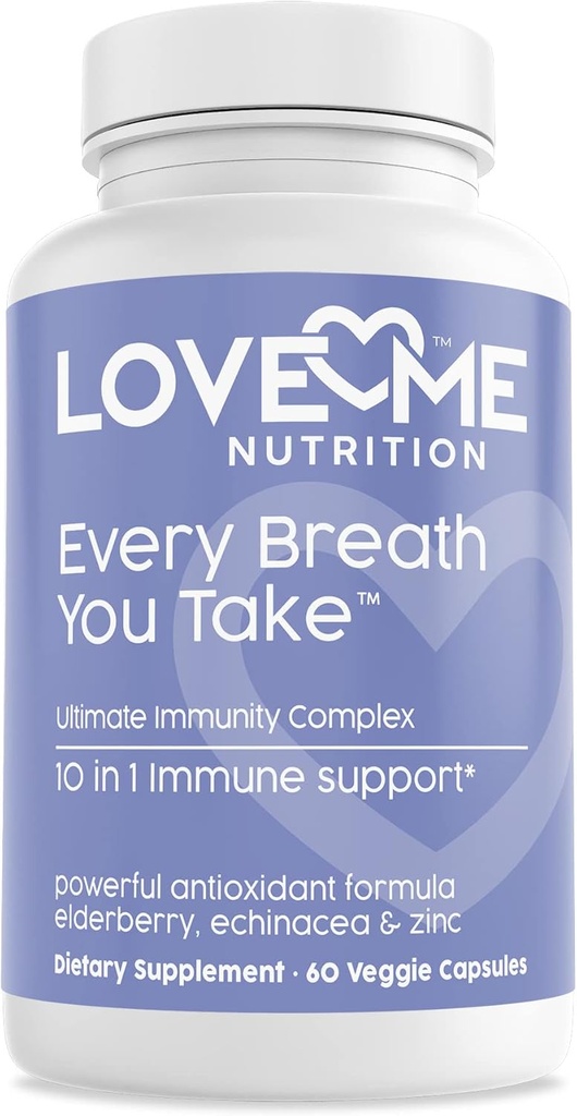 免疫サポートサプリメント - 免疫システムサポートのための天然成分(60カプセル) - 免疫ブースター含有エルダーベリー、ビタミンC&E、亜鉛、Echinacea 成人