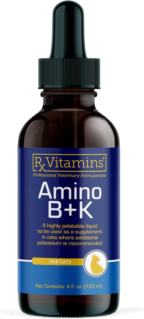 RxビタミンアミノB + K - 猫用ビタミンB&カリウムサプリメント - アミノ酸タウリン&リジン - 猫のための猫の腎臓サポート&免疫サポート - 肝臓&バコン4oz