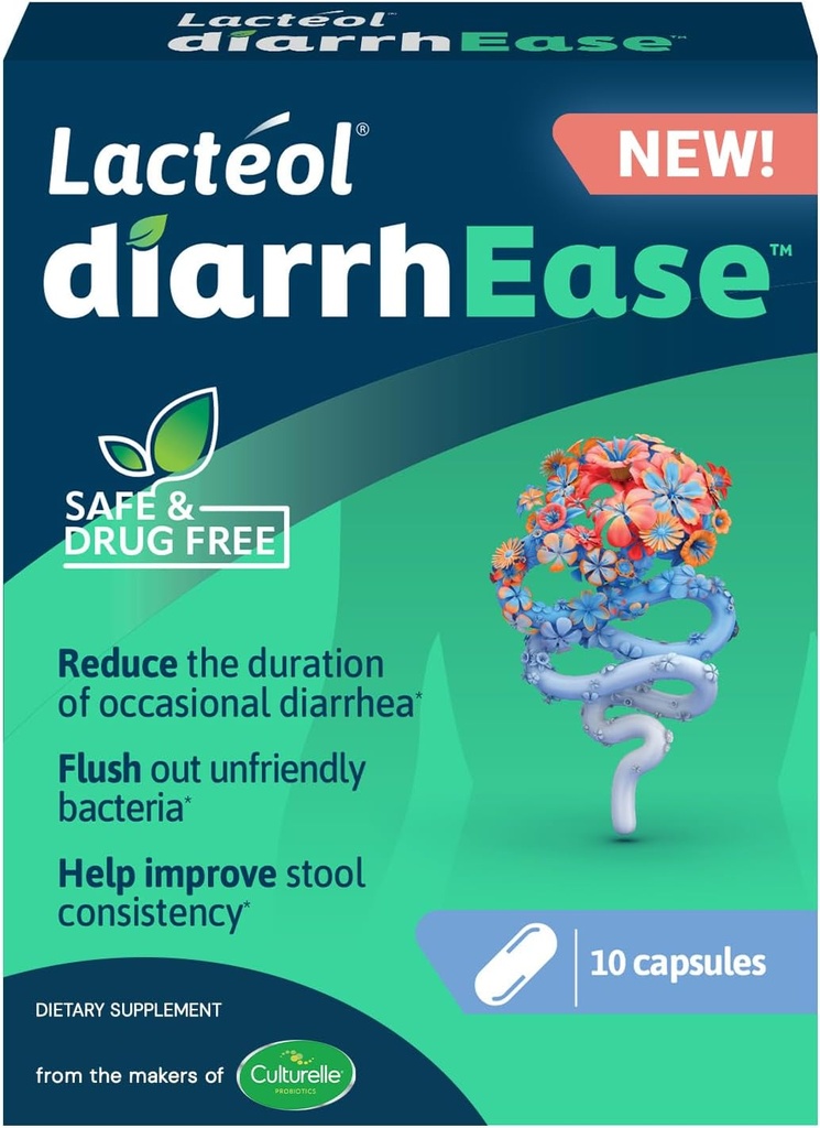 DiarrhEase- 安全, 薬物無料と臨床的にテスト ポストバイオティックス トレイン 痛みに役立ちます 時折消化器 アップセットと短くなる 時折 糖尿病の期間, 10 カウント