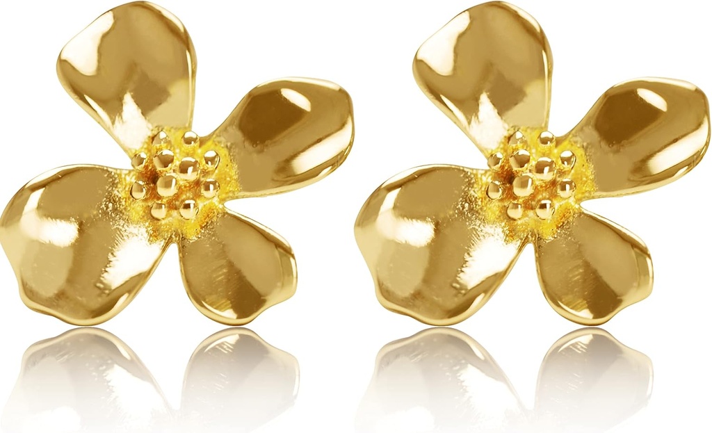 14K 金は925純銀の花のユリのスタッドのイヤリングをめっきしました