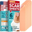 Medical Grade Silicone Scar Sheets - 6pk (5.7”x1.6”) - Visible Difference on Surgical & Keloid Marks - Reusable C-Section Scar Silicone Strips - Easy to Use Strips