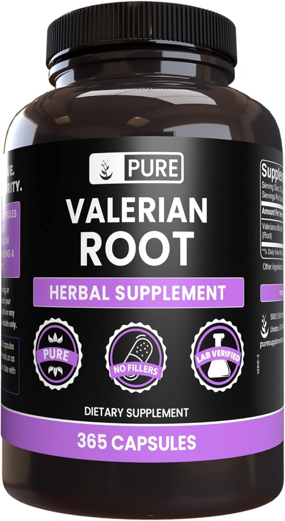PURE ORIGINAL INGREDIENTS Valerian Root(365カプセル) マグネシウムやライスフィラー、常に純粋なラボ検証済み