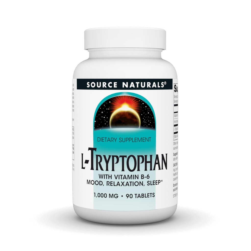 源の自然なビタミンB-6サポート 気分、弛緩および眠り-1000 mg - 90のタブレットとのL-Tryptophan