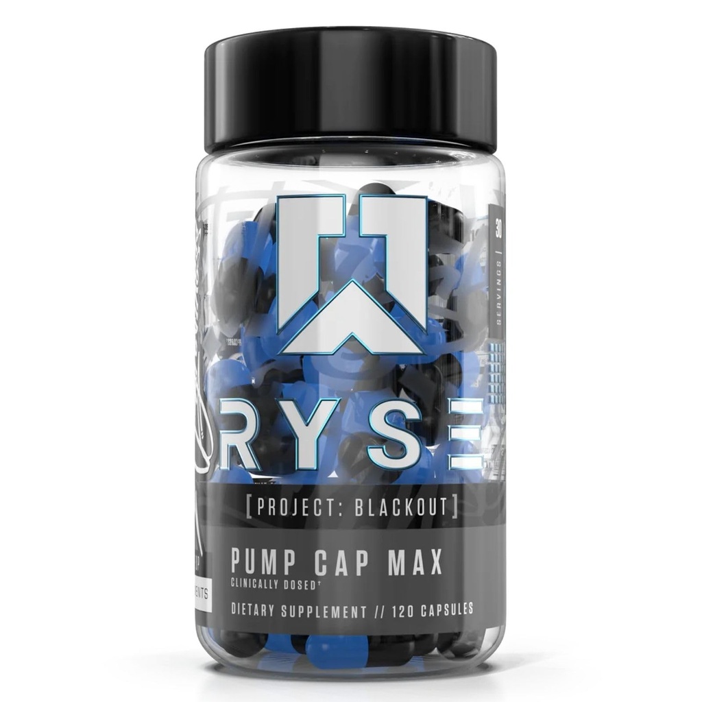 RYSEプロジェクトブラックアウトポンプキャップマックス - Betaine NitratesとCitrulline Peptidesと男性のためのプレワークアウトニトリオキサイドブースターサプリメントの最大筋肉ポンプと血流 - 30のサービング(120カウント)