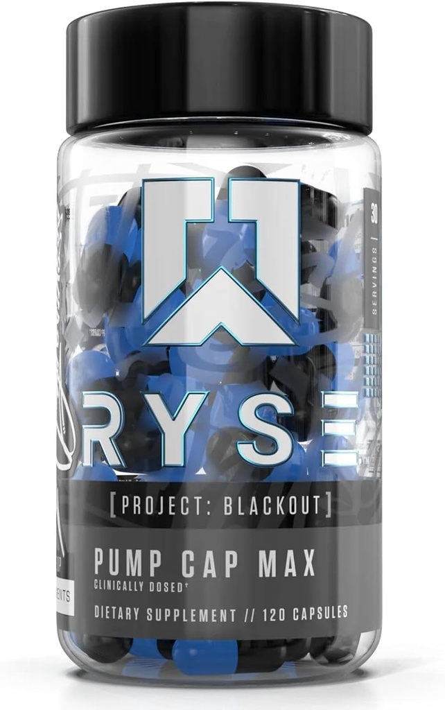 RYSEプロジェクトブラックアウトポンプキャップマックス - Betaine NitratesとCitrulline Peptidesと男性のためのプレワークアウトニトリオキサイドブースターサプリメントの最大筋肉ポンプと血流 - 30のサービング(120カウント)