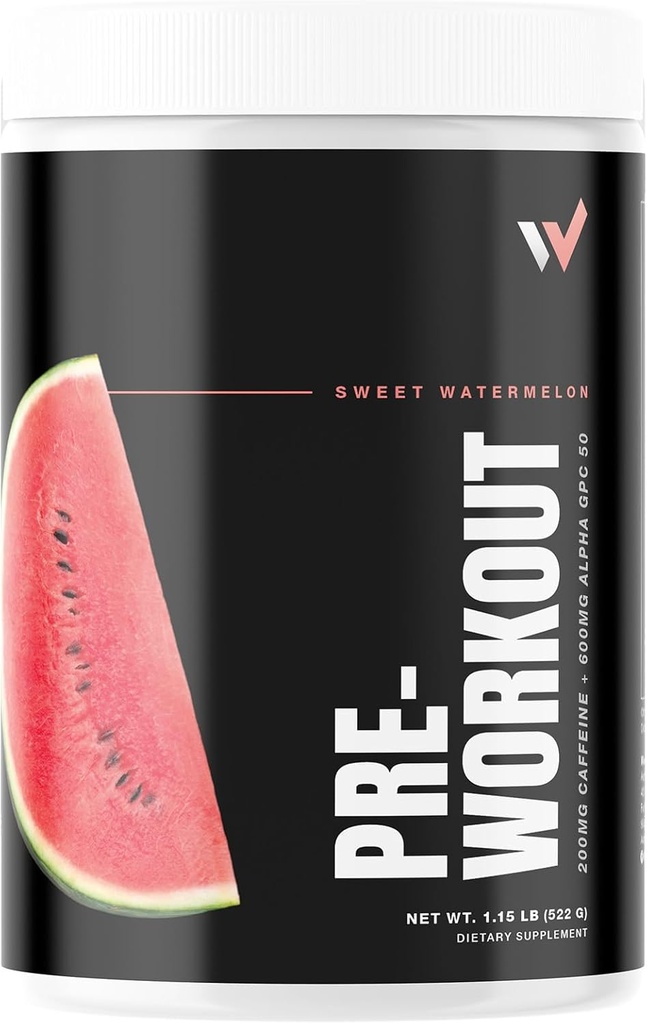 ピーク性能のベストプレワークアウトパウダー:lテアニン、ベータアラニン、ベテーヌアンヒドロス、アルファGPC&Bビタミン - 男性と女性のための砂糖フリー - 甘いスイカフレーバー