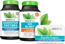 Zenwise Health Bliss Bundle Digestive Enzymes + No Bloat + Free Travel Tin - ダイエット消化酵素と消化のためのプロバイオティクスを備えた食事消化管ルーチン