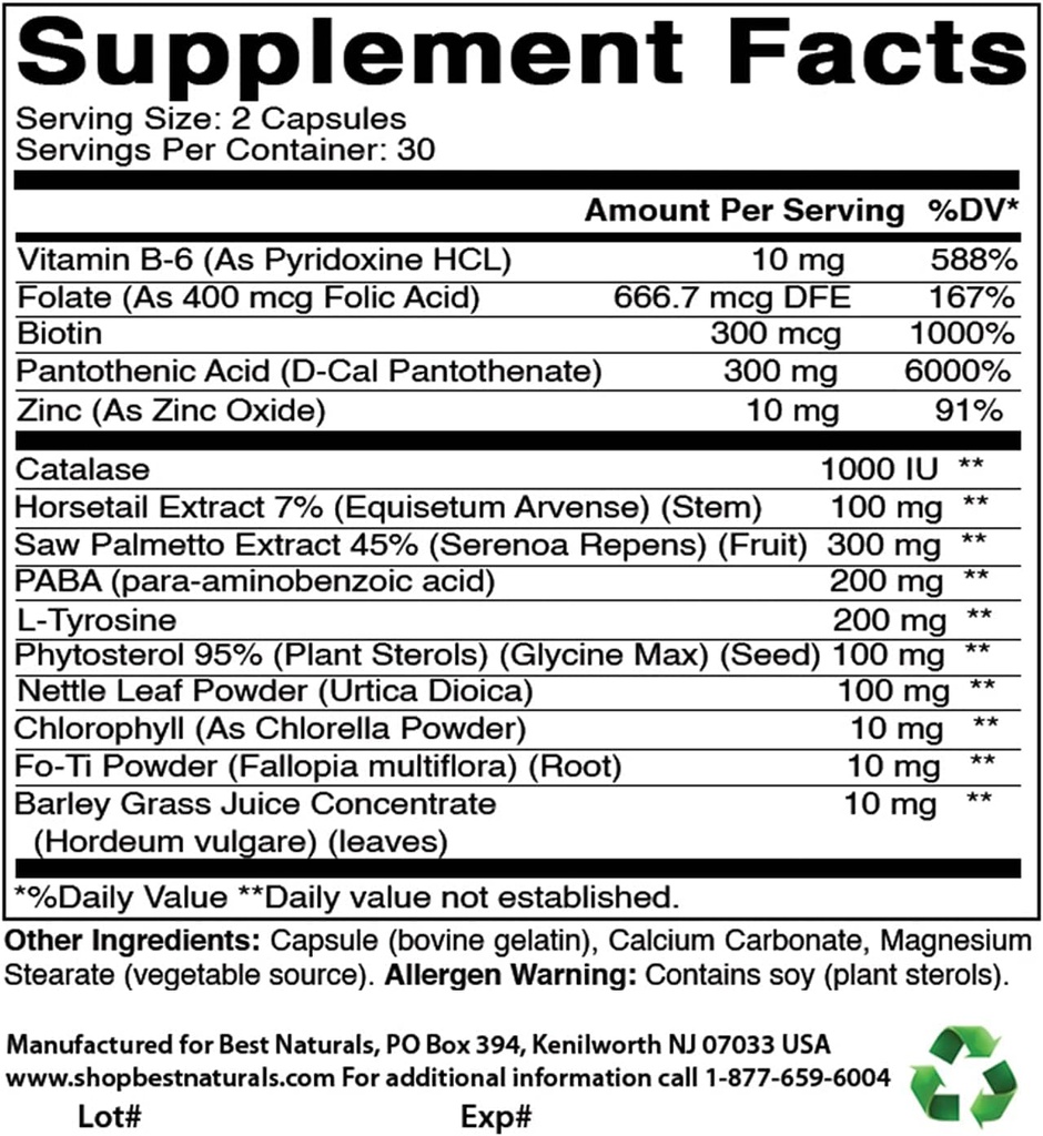 反灰色の毛の方式及びAshwagandhaのエキス500のMg