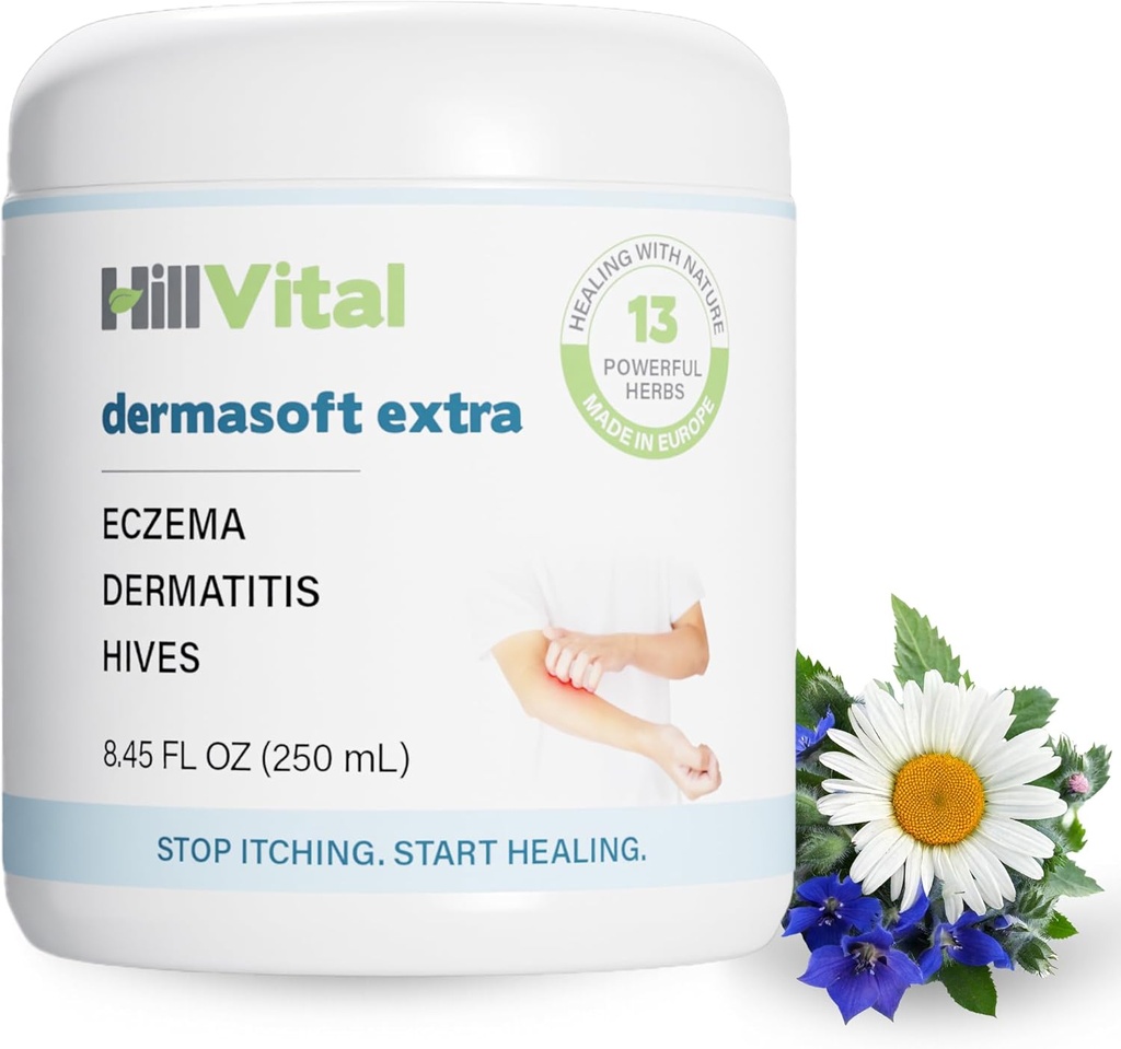 子供のためのHillVital Eczemaクリーム - 大人のための保湿保湿剤を保湿します。, ハーブ赤ちゃんの湿疹の救済, 痛みの軽減のハイブの治療, 抗炎症ローションとSeborrheic皮膚炎バーム 8.5 fl oz