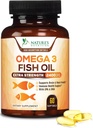 Omega 3 魚油 2400 mg – 心のためのトリプル強度 EPA & DHA 脂肪酸, 脳 & 関節サポート – ワイルドキャッチ, ビルプレス, レモン風味のサプリメント – ナチュラル, 非 GMO, グルテンフリー – 60 ソフトゲル