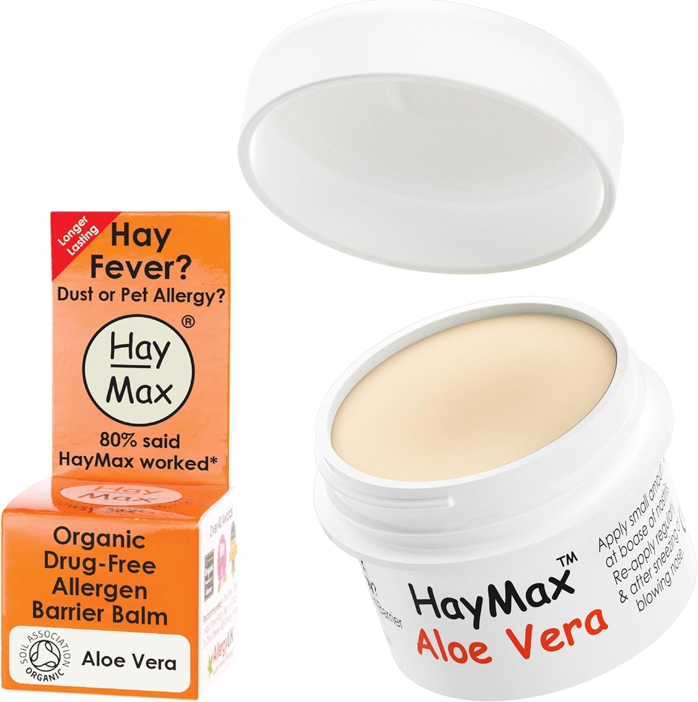 ヘイマックス・アレルゲン・バリア・バルム - Aloe Vera 0.17 fl oz - オーガニック、ナチュラル&非眠気 ヘイ・ファーバー&アレルギー救済バーム - ブロックPollen&その他のアレルゲン粒子 - 大人、子供、妊娠中の女性に最適です