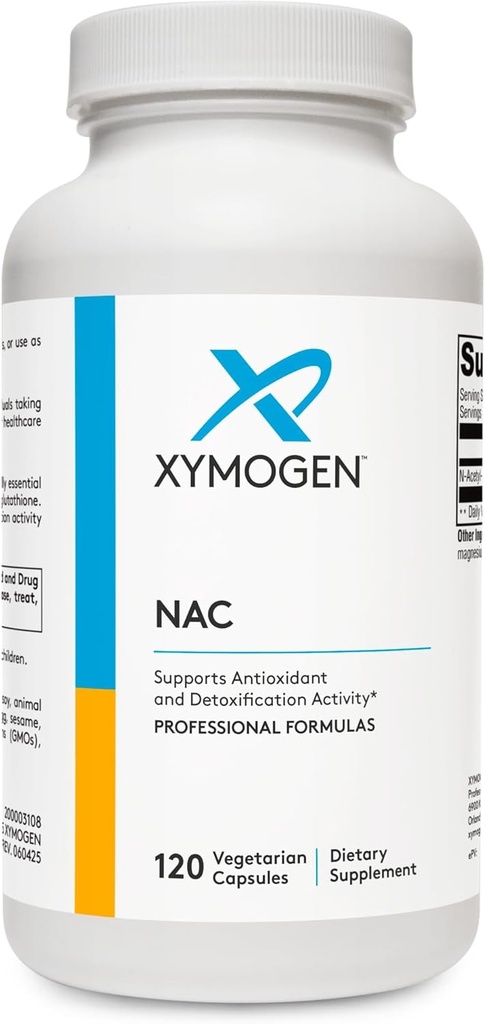 XYMOGEN NAC N-アセチル-Cysteine 600mg - 心臓血管、酸化防止剤、肝解毒剤+免疫サポートサプリメント - グルタチオン合成をサポート - 非GMO NACサプリメント(120カプセル)