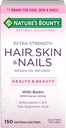 Nature's Bounty Optimal Solutions Hair Skin & Nails Extra Strength Softgels, 150 Count