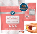 女性+ビタミンD3のためのトリデントシーフード純粋なキャッチワイルドアラスカフィッシュオイル - Omega-3サーモンフィッシュオイルサプリメント - EPAとDHA - 60カウントデイリーシトラスソフトジェル - 共同サポート、皮膚、および心臓の健康