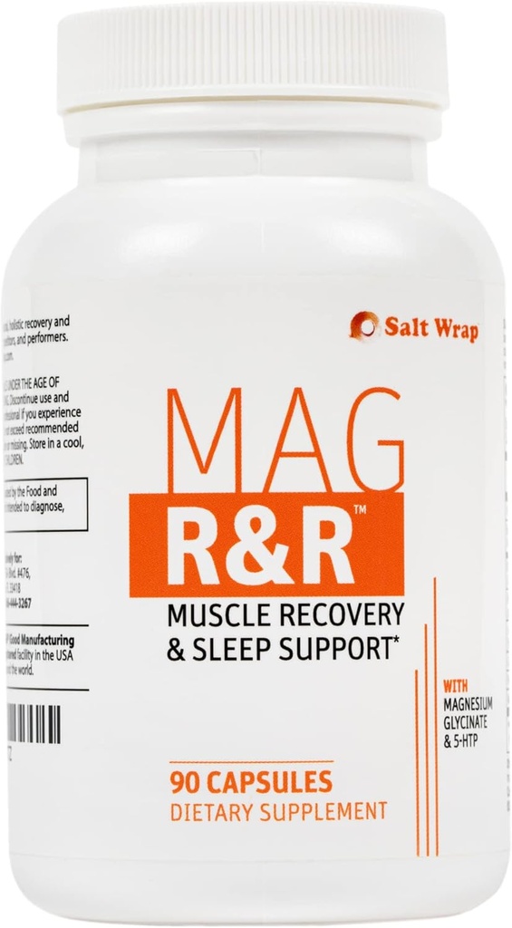 SaltWrap Mag R&R - Nighttime Muscle Cramps Support, Natural Sleep Support for Adults with Magnesium Glycinate for Muscle Spasm and Leg Cramps Relief, 90 Capsules