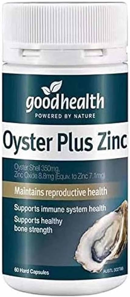 Goodhealth Oyster Plus - 60カプセル - 健康とバイタリティのための亜鉛とタウリンによる海洋栄養補助食品 - 免疫と生殖不能をサポート
