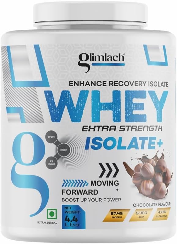 GLIMLACH Whey Extra Strength Isolate + Protein Powder for Muscle Support & Recovery - 第一次Whey Isolate(4.4LBS、チョコレート)