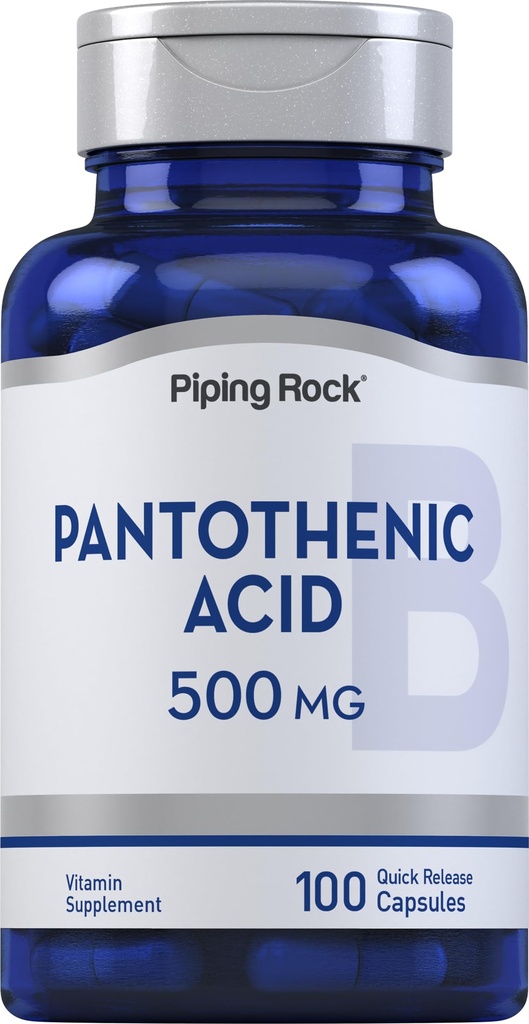 ピッピングロックパントテン酸500mg | 100カプセル | カルシウム d パントテン酸塩として | 非GMO、グルテンフリーサプリメント