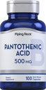 ピッピングロックパントテン酸500mg | 100カプセル | カルシウム d パントテン酸塩として | 非GMO、グルテンフリーサプリメント