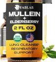 FabLab Mullein 葉エキスと Elderberry 2 Fl Oz - アメリカ製 - より良い肺のためのドロップ - 肺デトックスのための Mullein チンキ - スモーカーのためのブロニカルク - 呼吸ハーブサプリメント