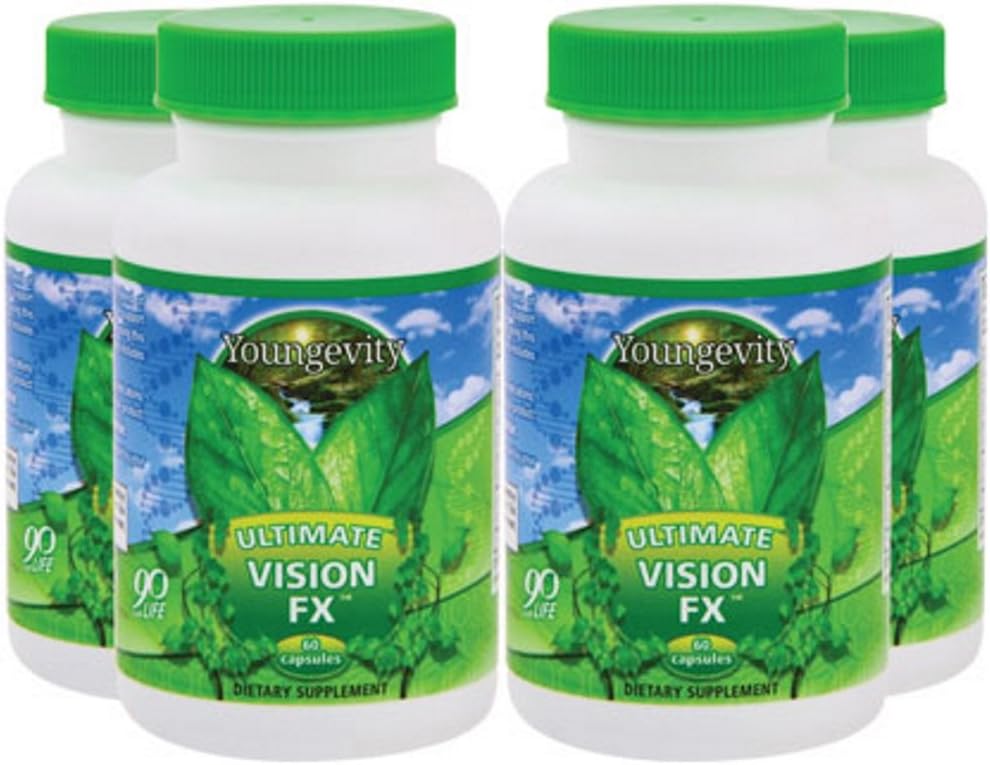 Youngevity Ultimate Vision FXTM - アイビタミン&ミネラルサプリメントブレンド - ルテイン、CoQ10、ビタミンA、C、E、亜鉛、クロム、目の健康のためのセレン(60カプセル - 4パック)