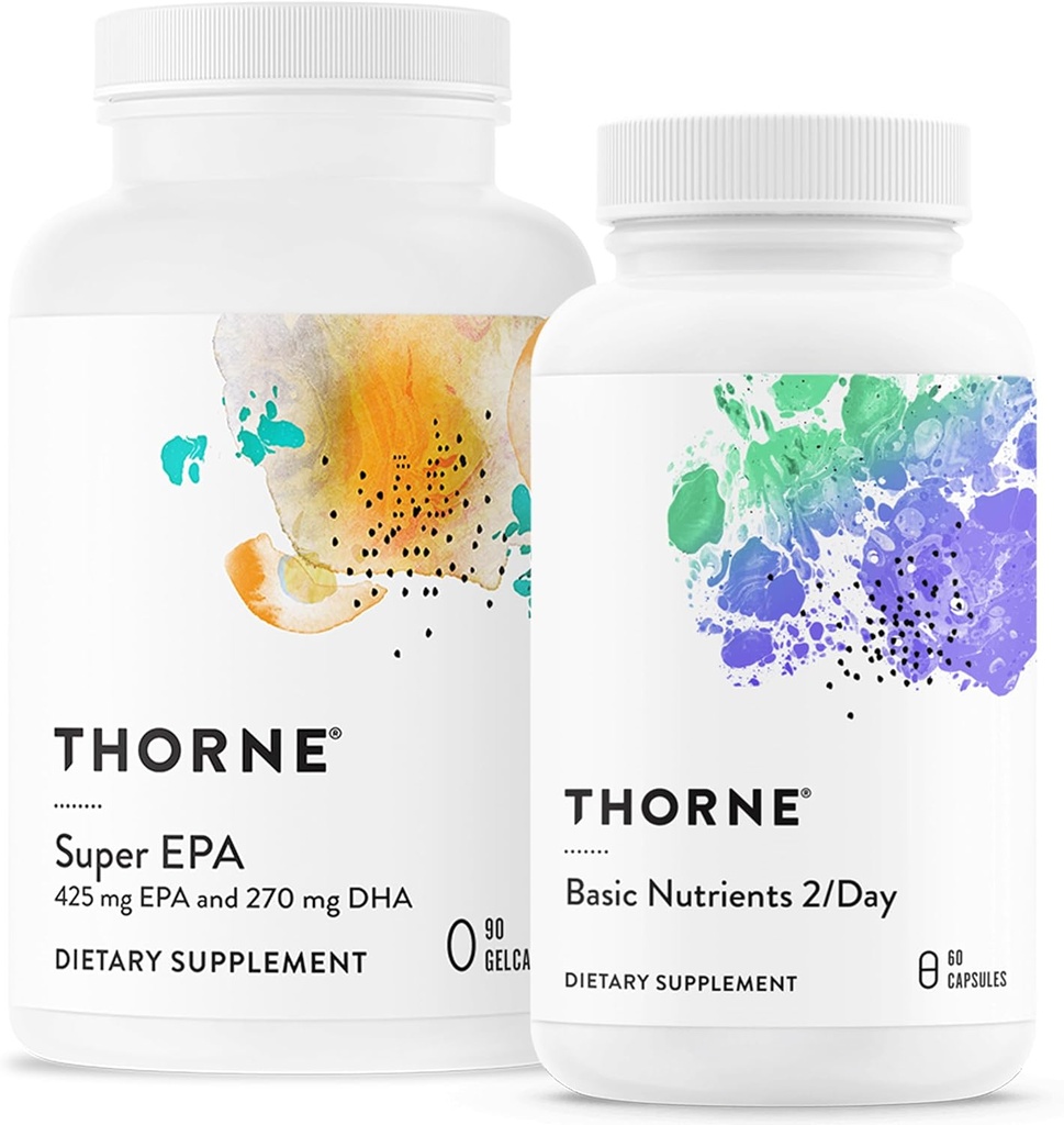 THORNE - ウェルネスエッセンシャルバンドル - Omega-3&マルチビタミンコンボ - スーパーEPA&ベーシック栄養素2 /日 - 30サービング