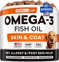 犬のための StrellaLabオメガ3 - (180Ct) 魚油の御馳走 - アレルギー&イッチリリーフスキン&コートサプリメント - 乾燥肌、アンチシェイディング&ホットスポットトリートメント - ペットサーモンオイル咀嚼 - チキンフレーバー
