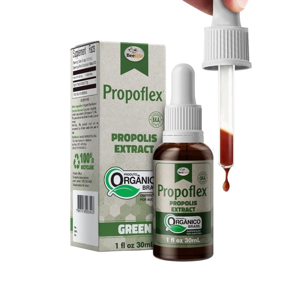 BeelifeのPropoflexの有機性緑のプロポリスのエキス-高いArtepillin-Cのレベル、全面的なウェルネスのためのAntioxidant-Richの補足-自然な及びコザーのFriendlyの食事療法の補足-ブラジル、1 Fl. Ozで作られる。