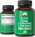 5つの最上原料のピーク性能の気分サポート補足:5HTP、SAM e、Lチロシン、LテアニンおよびPanax Ginseng。 カルム、フォーカス、リラクゼーションサプリメント。 ビーガン