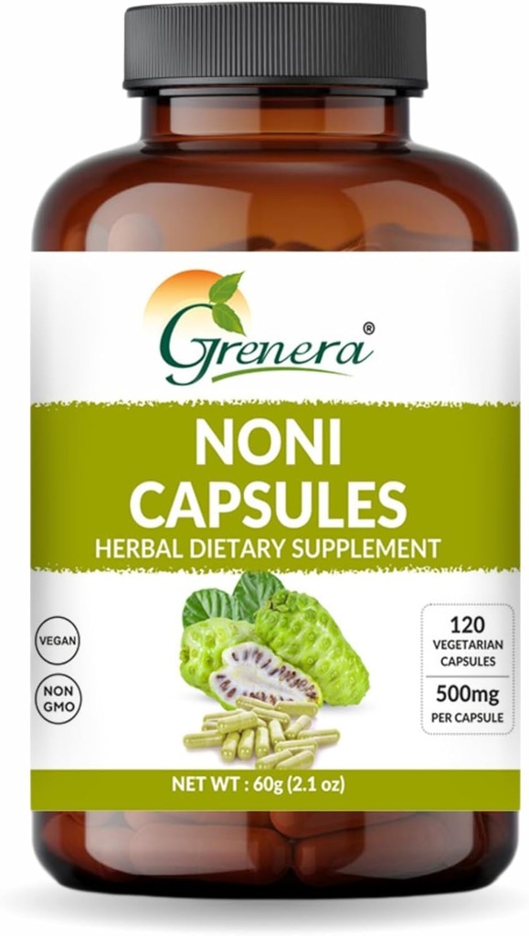 グレネラ ノニ フルーツ カプセル 120 カウント | 非GMO、グルテンフリー | ベジタリアン キャップ、追加充填剤またはバインダー
