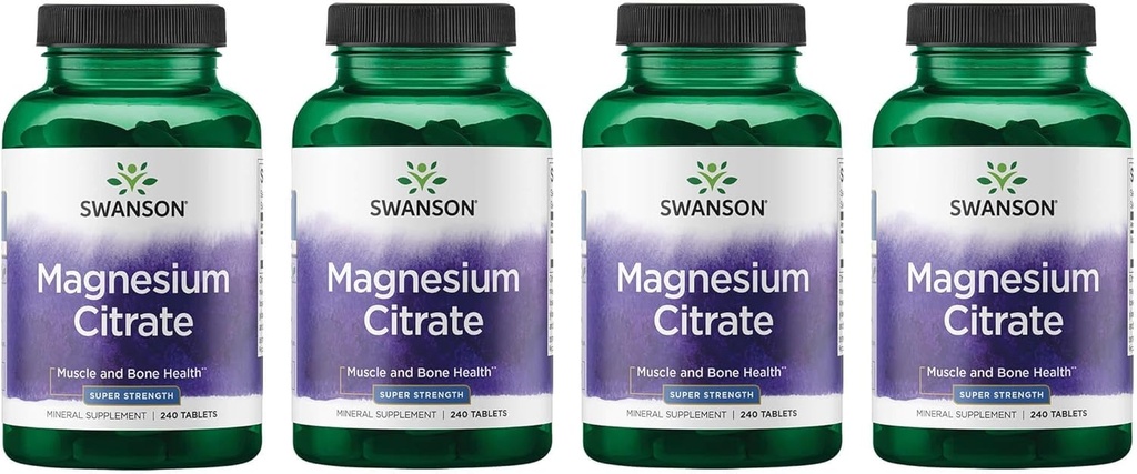 Swansonの極度の強さのマグネシウムのクエン酸塩(タブレットごとの110.5 Mg) 240タブ(4のパック)