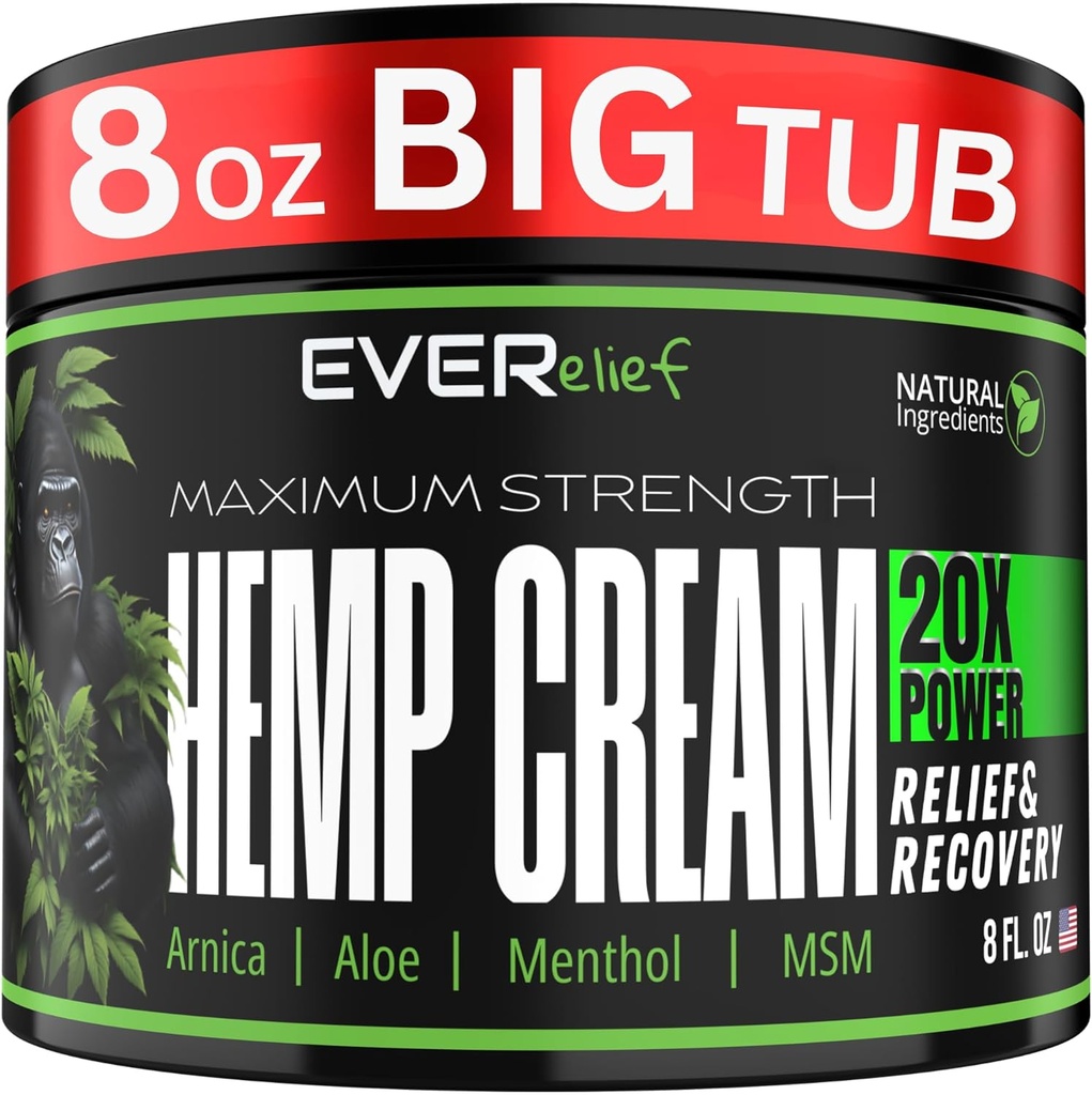 麻のクリームの最高の強さの救助のクリーム8のOZ - Knee、ヒップ、接合箇所、筋肉及びより低い背部痛みサポートを信じて下さい  Hempオイル、MSM、TurmericおよびArnicaと米国でなされる自然なローション。