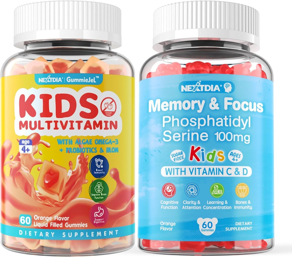 子供のための2パックのPhosphatidylserineの補足+ 2のパックの子供のMultivitamin Gummes